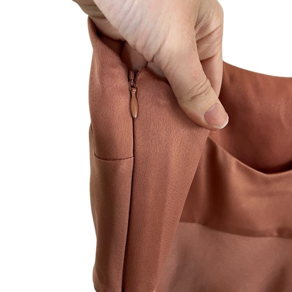 BHLDN Leti Spaghetti Strap Satin Charmeuse Midi Dress in Sedona - Picture 6 of 12